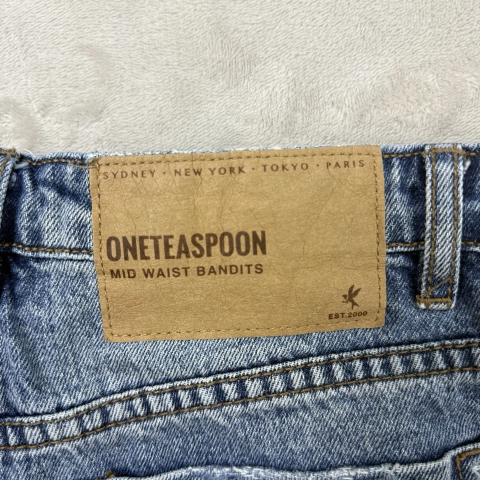 Pantalones Cortos One Teaspoon Cintura Media Bandidos Corte Azul Envejecido Para Mujer’s 26 Foto 3 de 4