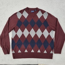 Dockers Argyle Knit Sweater Mens Large Maroon Pullover