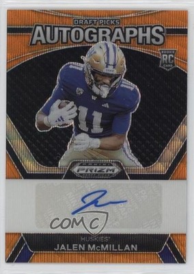 2024 Prizm Draft Picks Orange Wave 34/75 Jalen McMillan Rookie Auto RC 1an8