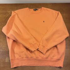 VINTAGE Polo Ralph Lauren Sweatshirt Mens XL Orange Pullover Long Sleeve Pony