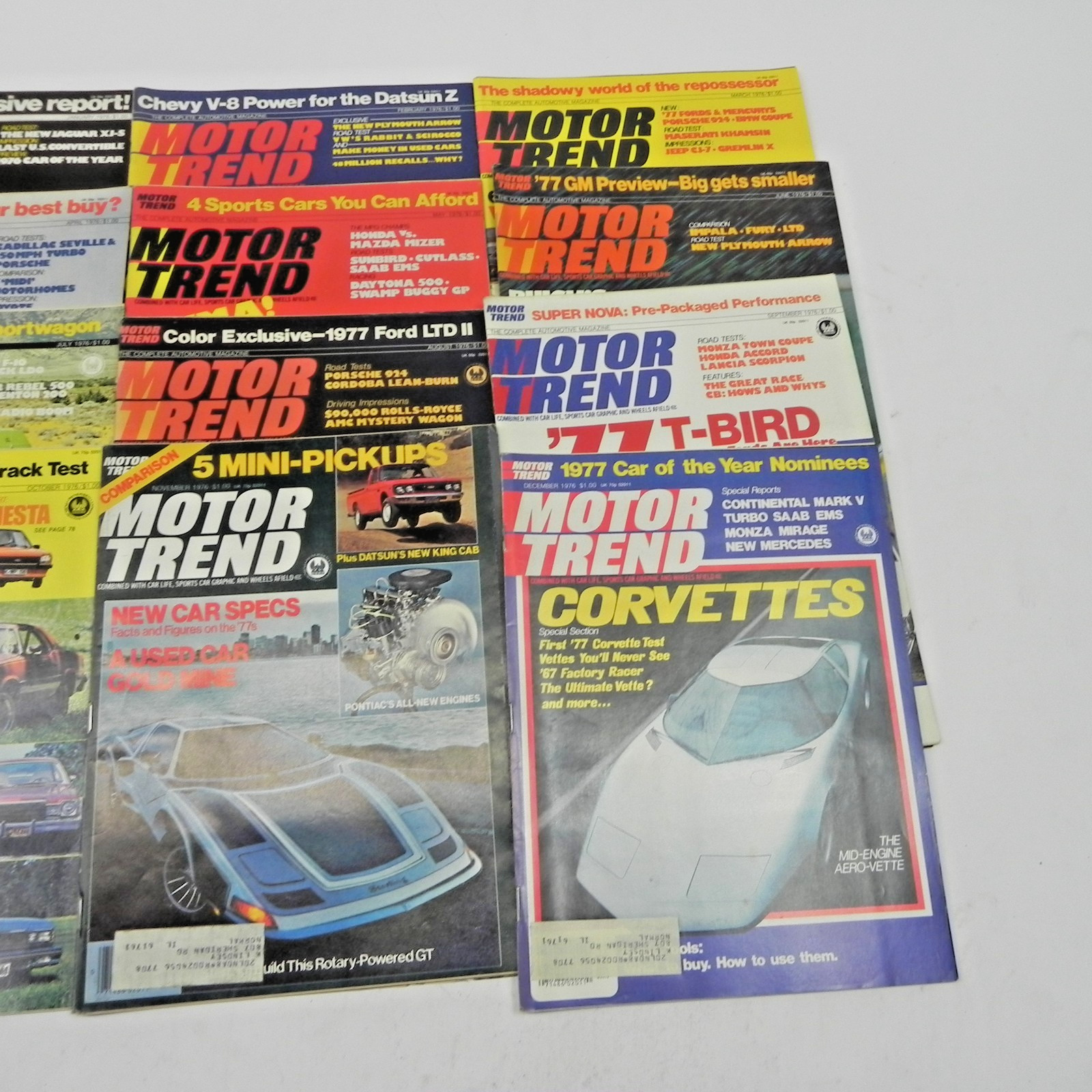 1976 MOTOR TREND MAGAZINE LOT OF 12 ISSUES FULL YEAR RACING PERFORMANCE CARS