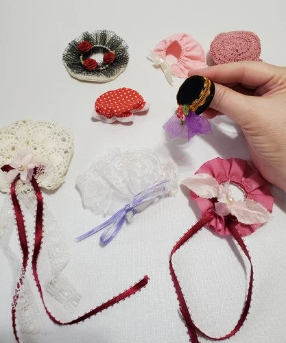 Vintage Lot Of Barbie, Fashion Doll Hats, Accessories, Some Handmade, 9 Items