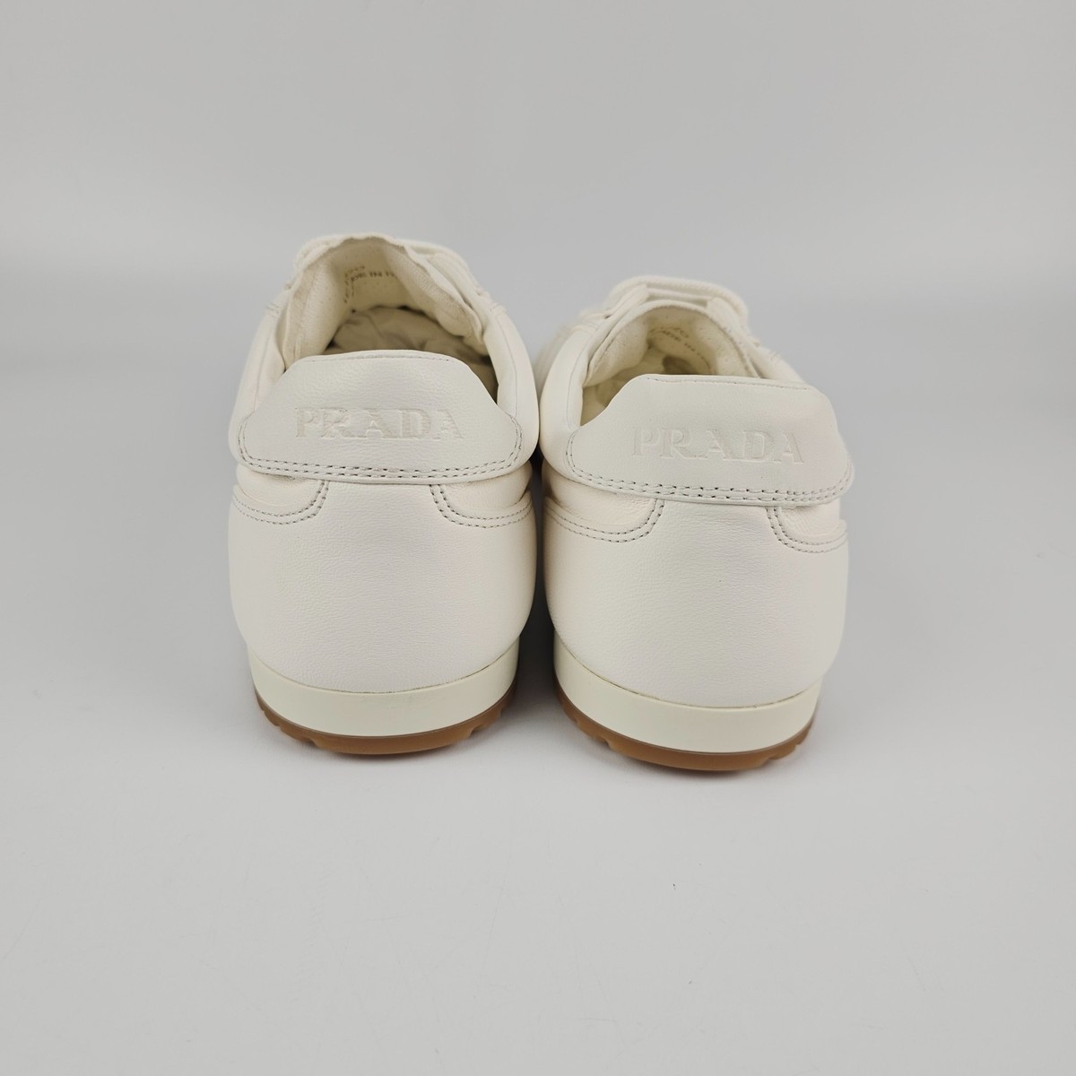 PRADA $1020 White Nappa Leather Sneakers New & Authentic | eBay