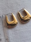 Geometric Bold Goldtone Square Hoop Earrings CLASSY Rich Pierced Polished  — photo 4