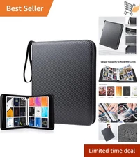 Trading Card Binder Black 900 Pockets Zipper Portable Storage for Sports Cards