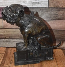Antique 1880 J.E. Stevens Bull Dog Mechanical Cast Iron Penny Coin Bank