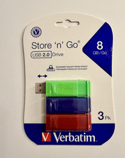 Verbatim Store 'n' Go 8GB USB 2.0 Flash Drive 3-Pack Retractable, Password