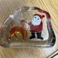 PAPERWEIGHT CRYSTAL SANTA 