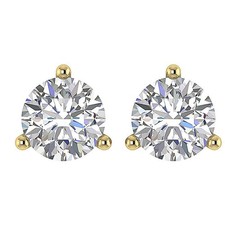 VS1 G 1.00 Ct Martini Set Round Diamond Solitaire Studs Earrings 14K Yellow Gold