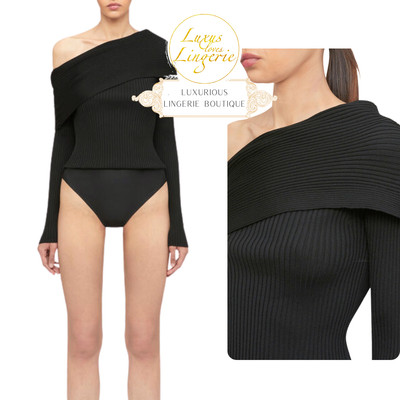 CONTOURED RIBS BODY by Wolford X SIMKHAI L black schwarz mit Wolle Asymmetrisch