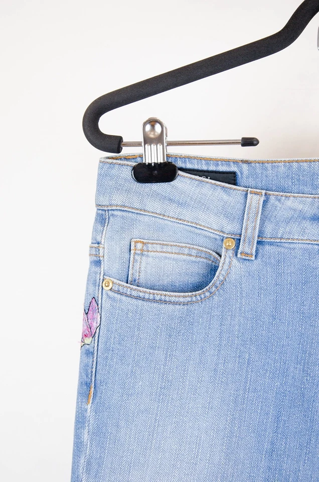 Jeans acampanados florales Gucci años 70 - Lavado claro - Hecho en Italia - IT 40 Foto 3 de 4