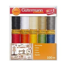 Gutermann Natural Cotton 50 Weight Sewing Thread Set 10 Spools 7340163