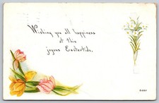 Antigua postal de Pascua lirios tulipanes Forksville PA matasellos Owen C285