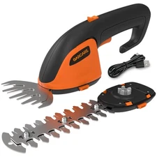 GARCARE 2-in-1 Cordless Grass Shears & Shrub Trimmer 7.2V Handheld Hedge Trimmer