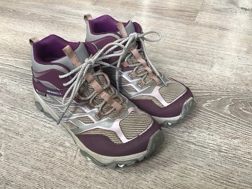 Botas Merrell Moab FST Mid WPF Gris Púrpura Botas de Senderismo MK164168 Juveniles Talla 3 M Foto 2 de 4