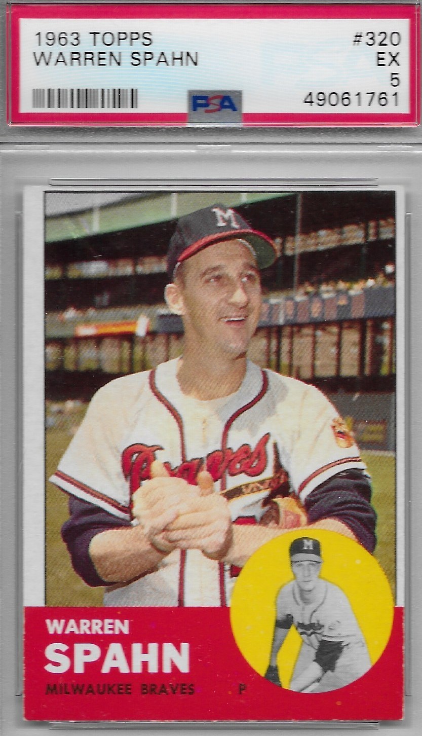 1963 Topps #320 Warren Spahn - PSA 5 EXCELLENT - HOF - Milwaukee Braves