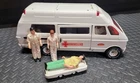 Tonka 1970s Ambulance with 2 EMTs, Patient and Stretcher - vintage pressed steel