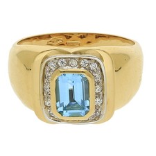 Farbsteinring mit Diamanten 750 /18 K Gelbgol...