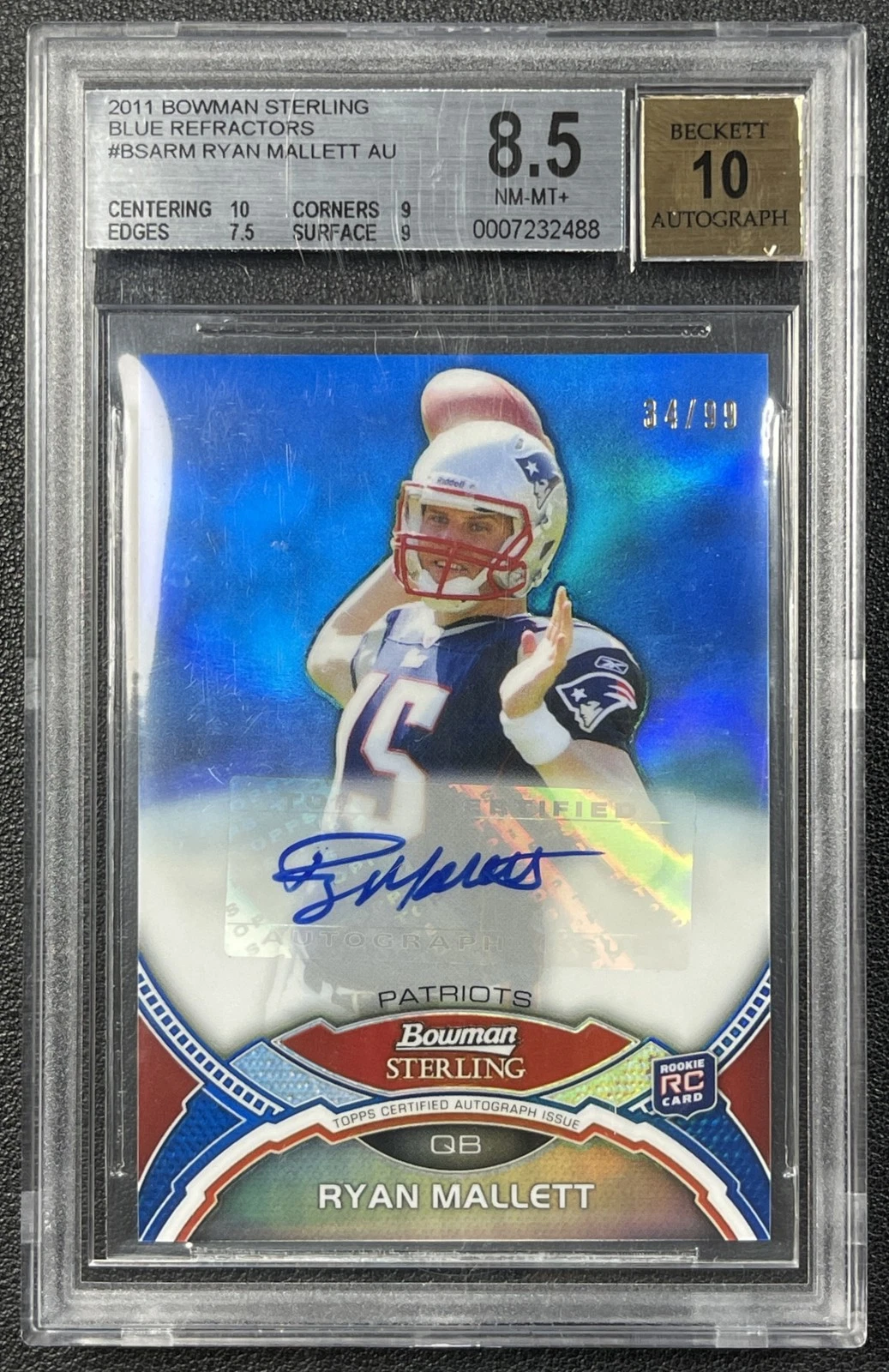 Ryan Mallett Bowman Sterling Autograph #BSARM Blue Refractor