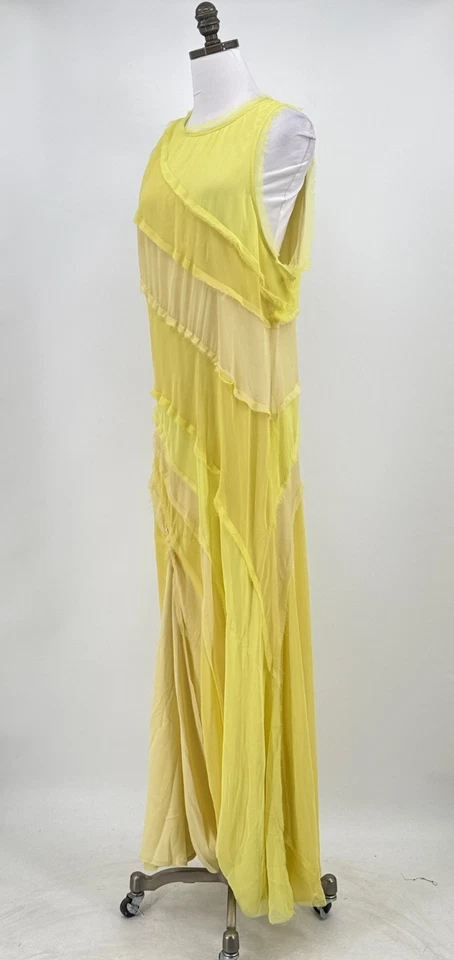 Arrange ASOS Yellow Asymmetric Ruffle Sleeveless Maxi Dress Sz 14 - Image 4 of 4