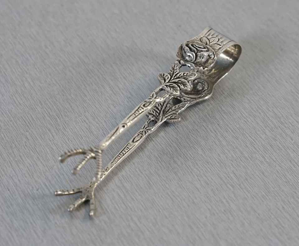 pinza decorata in argento 800 pinza per zucchero piede di corvo... - Immagine 4 di 4