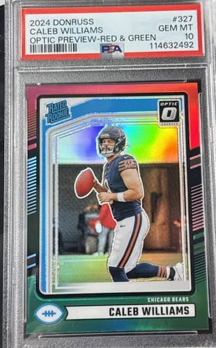 2024 Donruss Optic Preview Red & Green Prizm #327 Caleb Williams RC PSA 10