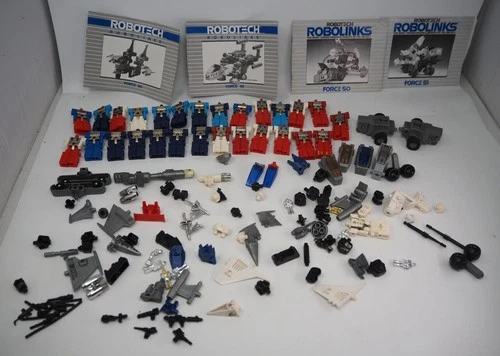 Vintage 1984 Takara Robotech Robolinks Force Figures & Parts Lot 80s w/Manuals