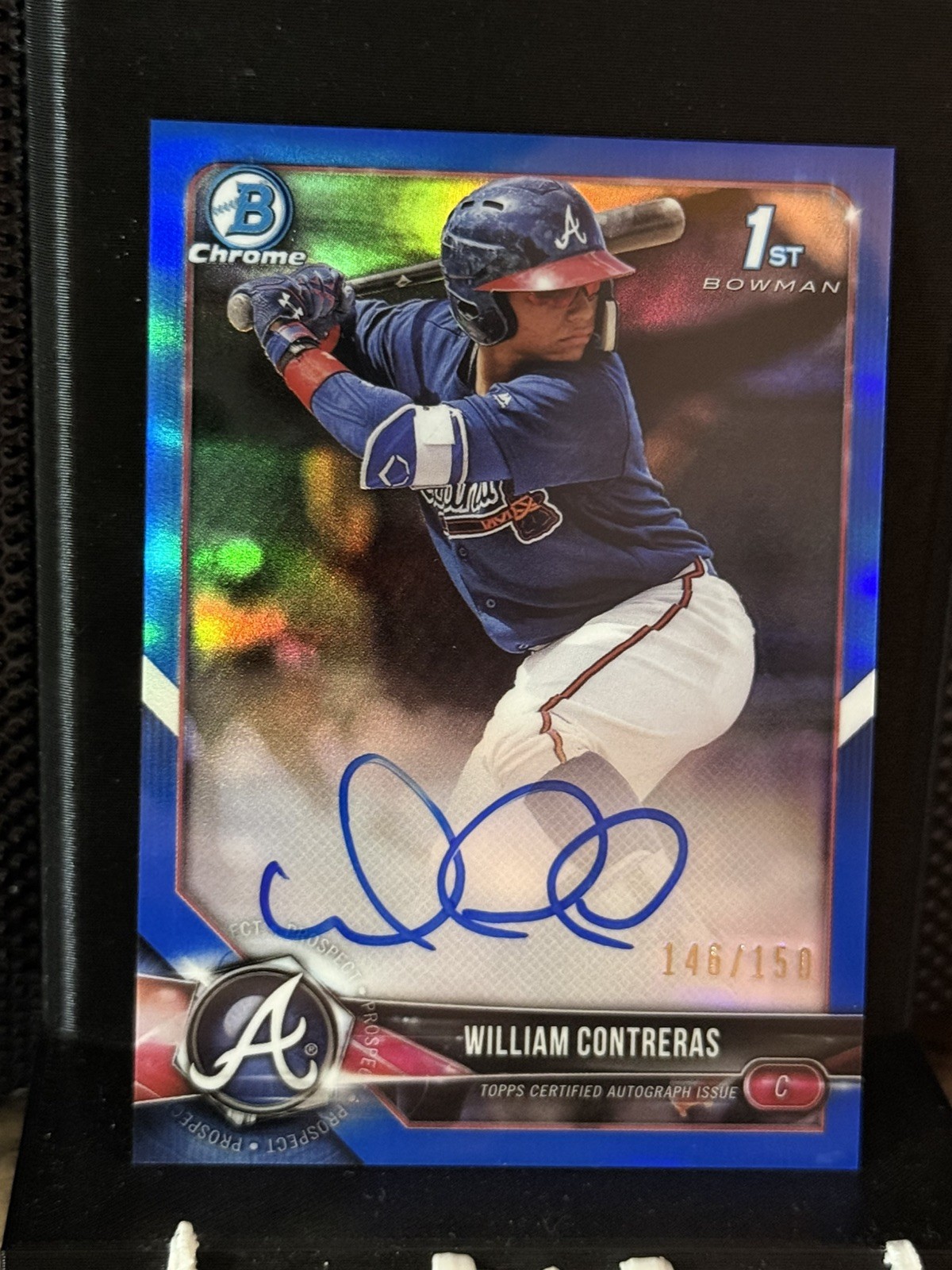 William Contreras 2018 1st Bowman Chrome Auto True Blue Refractor /150 Brewers