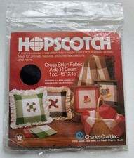 Charles Craft 14 Ct Aida Fabric - 15  x 15  - Hopscotch - Black/White