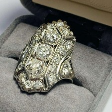 3Ct Art Deco Lab Created Diamond Filigree Wedding 14Ct White Gold Plated Ring