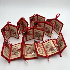 10 Vintage Red Velvet Song Book Sheet Music Christmas Ornaments