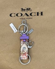NWT COACH Trigger Snap Bag Charm Floral Print Valet Key Ring Sand Multi CAS96