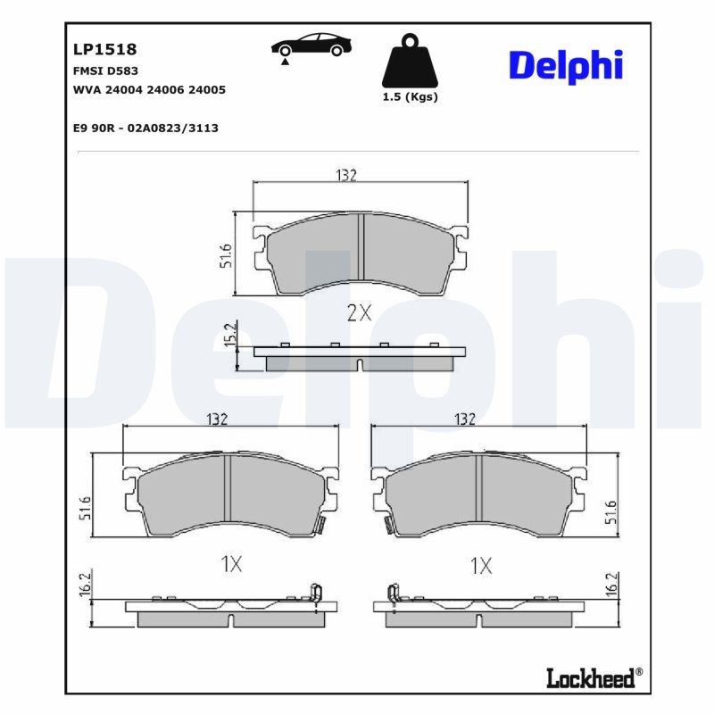 Delphi Bremsbelagsatz Vorne Größe 6 Lp1518 - Bild 9