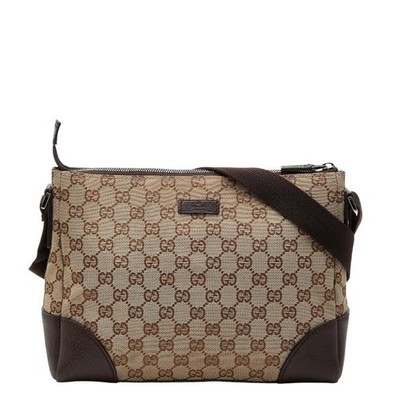 Gucci GG Canvas Crossbody Shoulder Bag 114273 Brown Canvas Leather Used