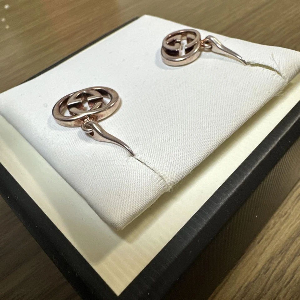 Orecchini Gucci logo GG argento 925 accessorio donna autentico - Immagine 4 di 4