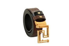 Versace Men's Black/Brown 100%Leather Reversible Greeca Buckle Belt US 40 IT 100