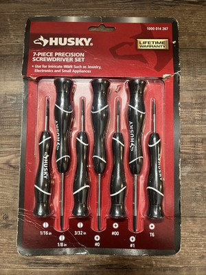 #ad Husky 7 PC PRECISION SCREWDRIVER SET: Phillips Slotted Star 1 16 3 32 1 8 T6 00 $20.98