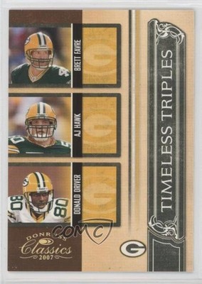 2007 Donruss Classics Timeless Triples Gold 19/100 AJ Hawk Brett Favre HOF 10lp