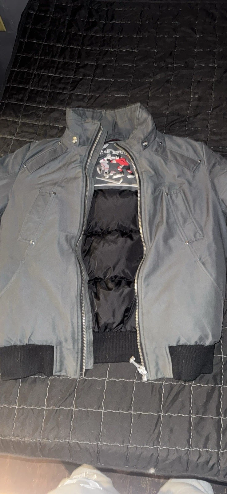 Moose Knuckles Men's Gray Full Zip Bomber Jacket Size M image 2