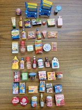 Mixed Lot Of 48 Mini Brands Mixed Series Toys And Food Cart And Bag