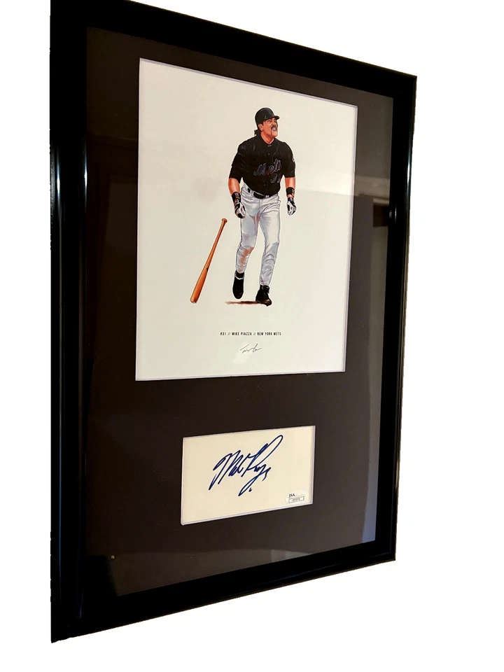 Mike Piazza - 12x18" Framed Signed Card and 8x10 Art Print Mets HOF Auto JSA COA - Image 2 of 4