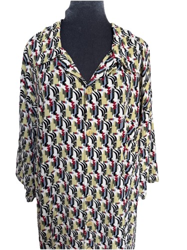 FLAX Designs Dress Tunic 3G 24-26 Art Deco Rayon Thinking Tropics Boho Novelty - Picture 2 of 20