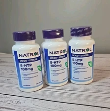 Natrol 5-HTP 100mg For Mood & Stress 30 Caps ea.  ** 3 Bottles** Exp 6/27