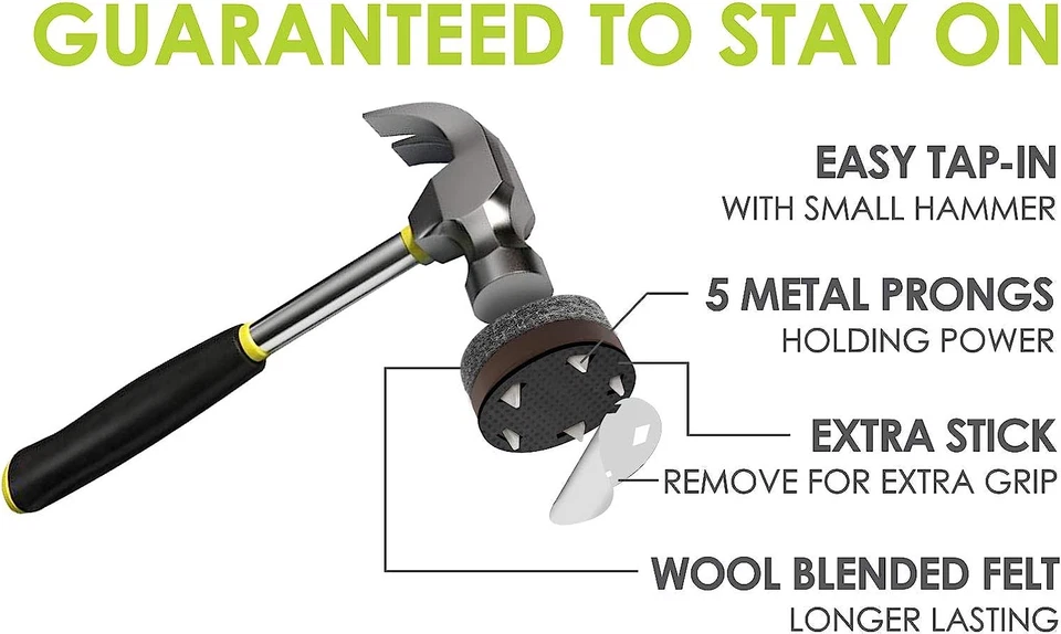 Protectores de piso para patas de silla Gorillafelt/silla de fieltro deslizables (juego de 16) fieltro tap-on Foto 2 de 4