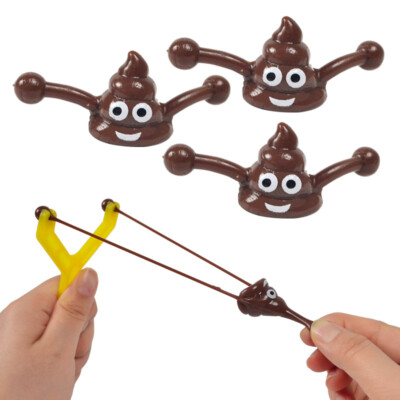 Smile Poop Slingshot Funny Toy For Kids Stretchy Flying Poo Game