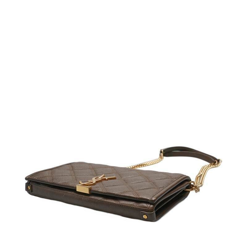 Borsa a tracolla Saint Laurent Khaki Becky WOC catena oro