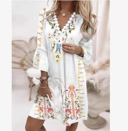 Vestido para mujer 2024 primavera talla grande línea A elegante plisado manga larga informal - Imagen 28 de 42