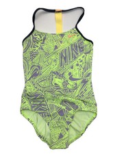 Nike Girls T-Back One Piece Tankini Swimsuit, Volt Glow, Medium.