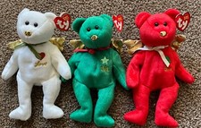 2004 GIFT ANGEL 3-BEARS SET Green JOY Red PEACE White LOVE ~ Ty® Beanie Babies