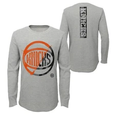 Outerstuff NBA Youth (8-20) New York Knicks Black Out Waffle Knit Thermal Shirt